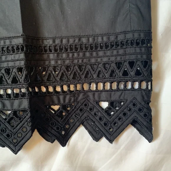 Seventy Black Cropped Pants with Lace Hem - Picture 2 of 10